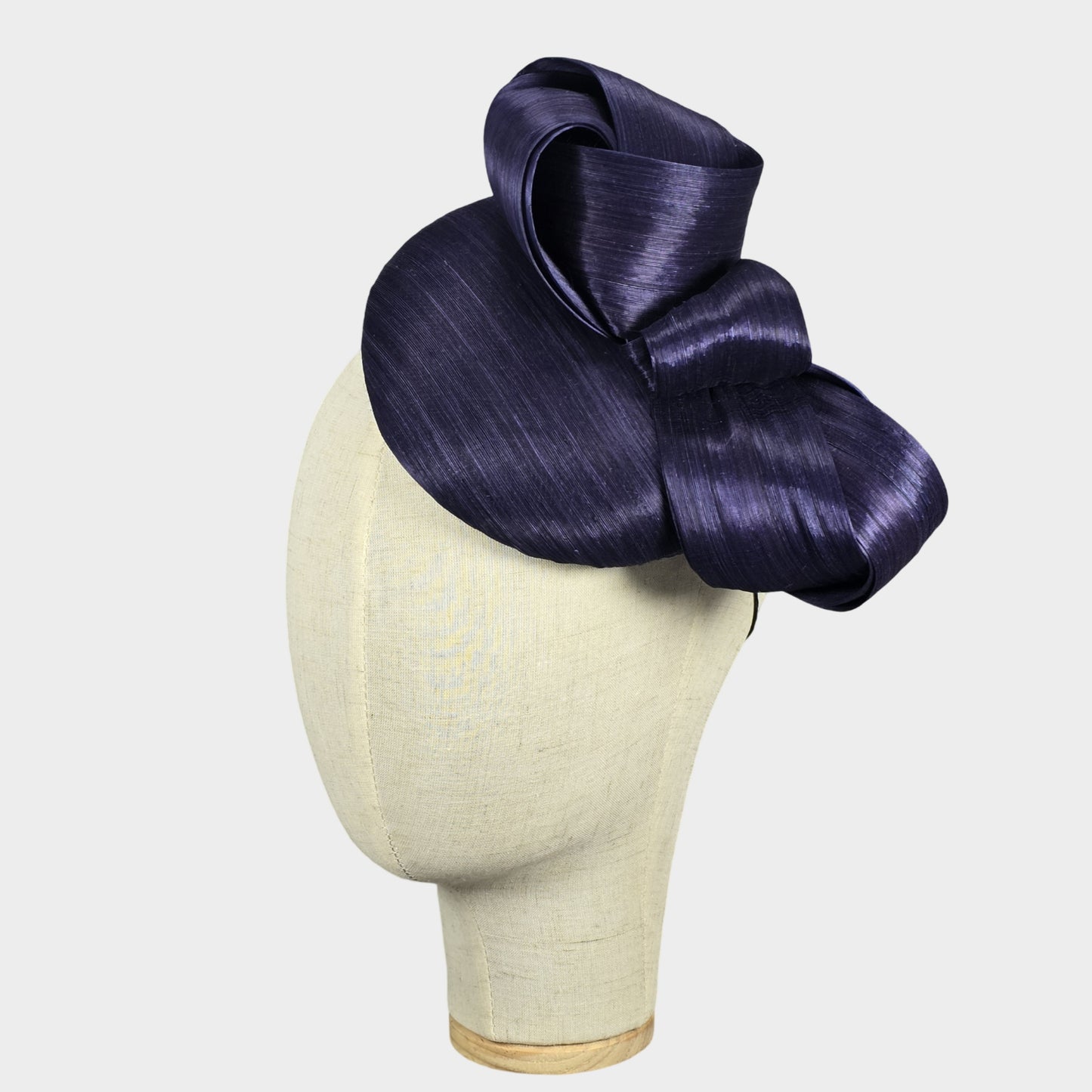 Navy abaca silk pillbox hat