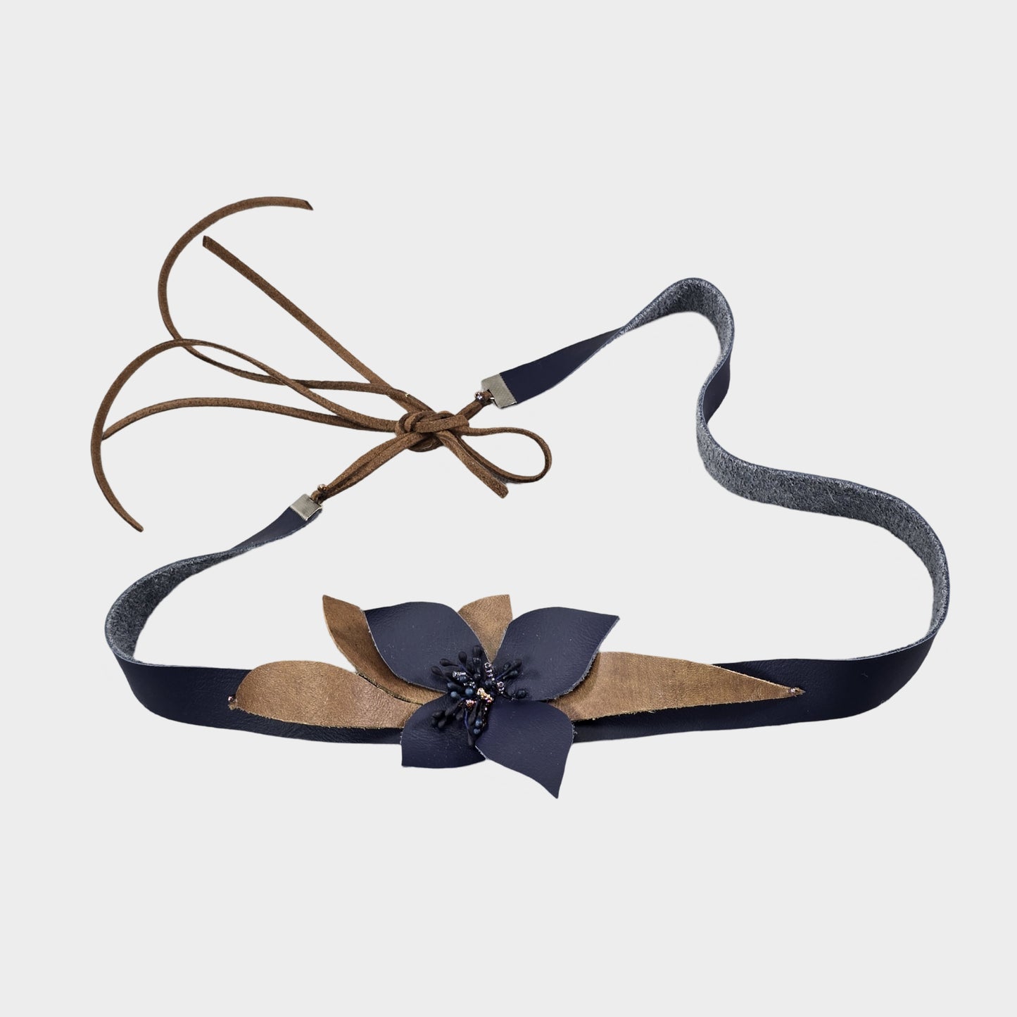 Genuine leather decorative flower hat band