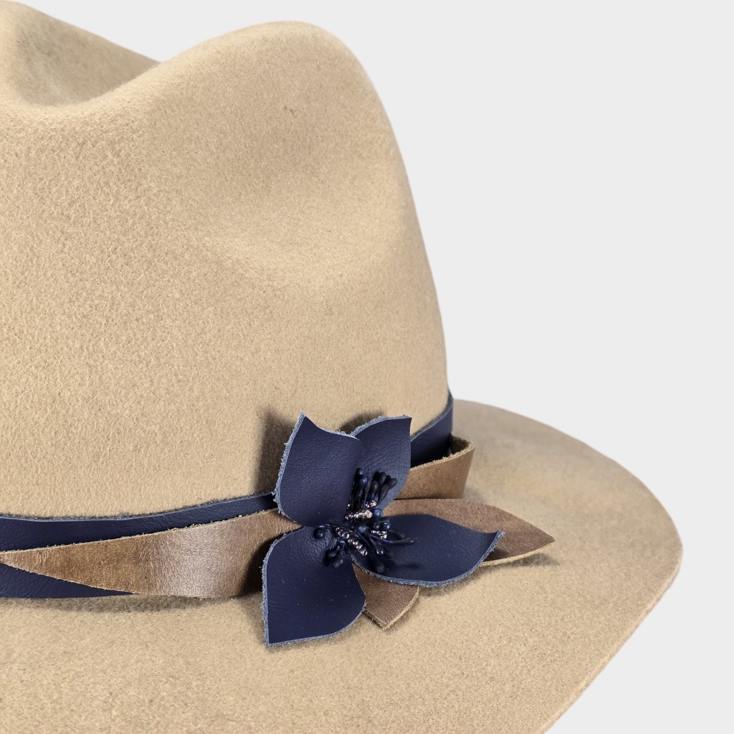 Genuine leather decorative flower hat band