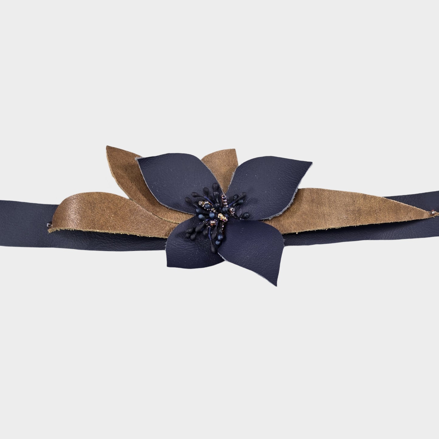Genuine leather decorative flower hat band