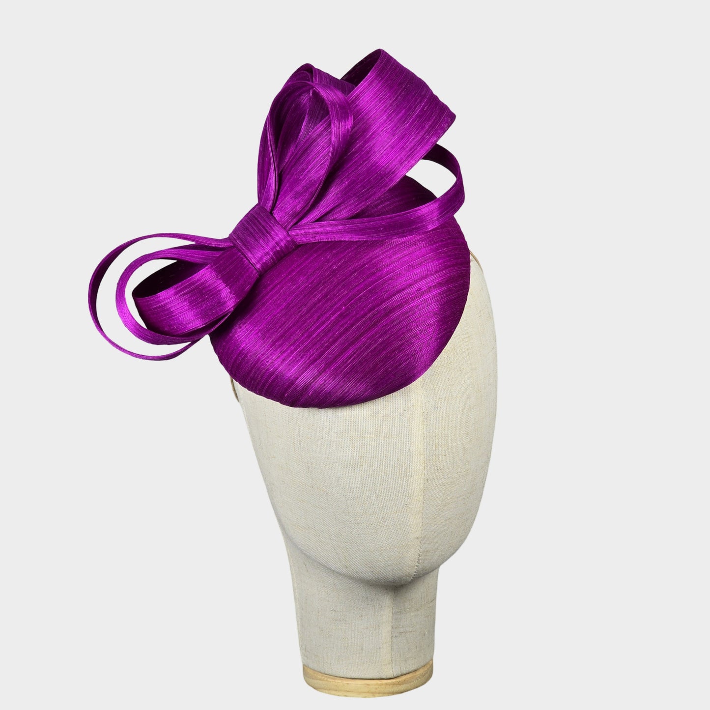 Fuchsia pink abaca silk pillbox hat