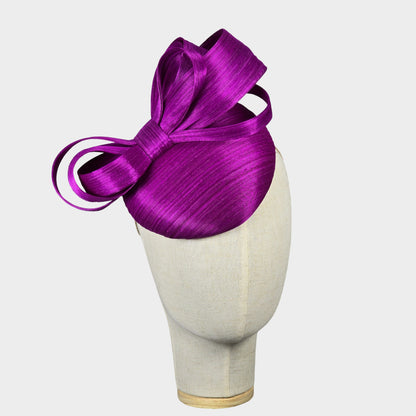 Fuchsia pink abaca silk pillbox hat