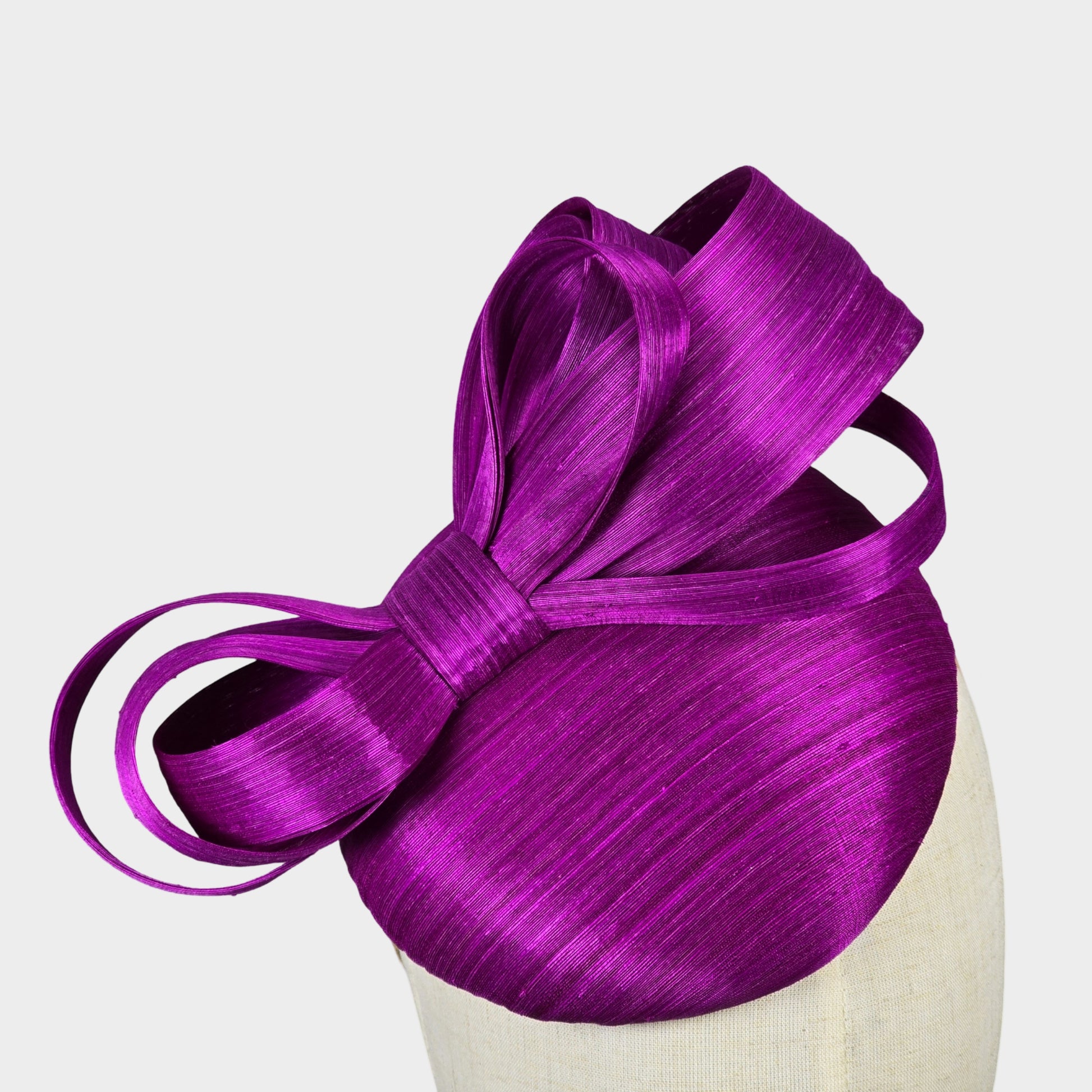 Fuchsia pink abaca silk pillbox hat