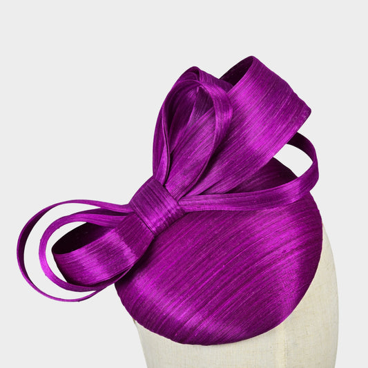 Fuchsia pink abaca silk pillbox hat