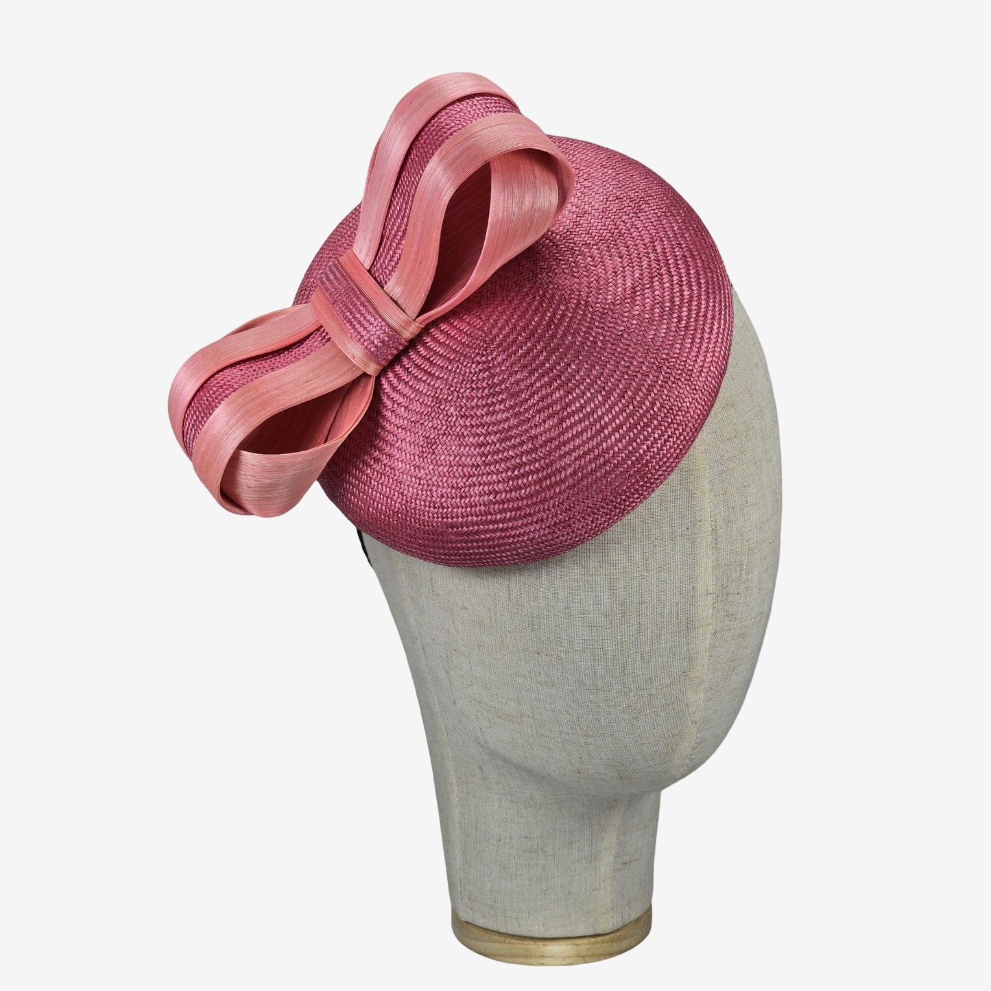 Fine straw coral pink pillbox hat