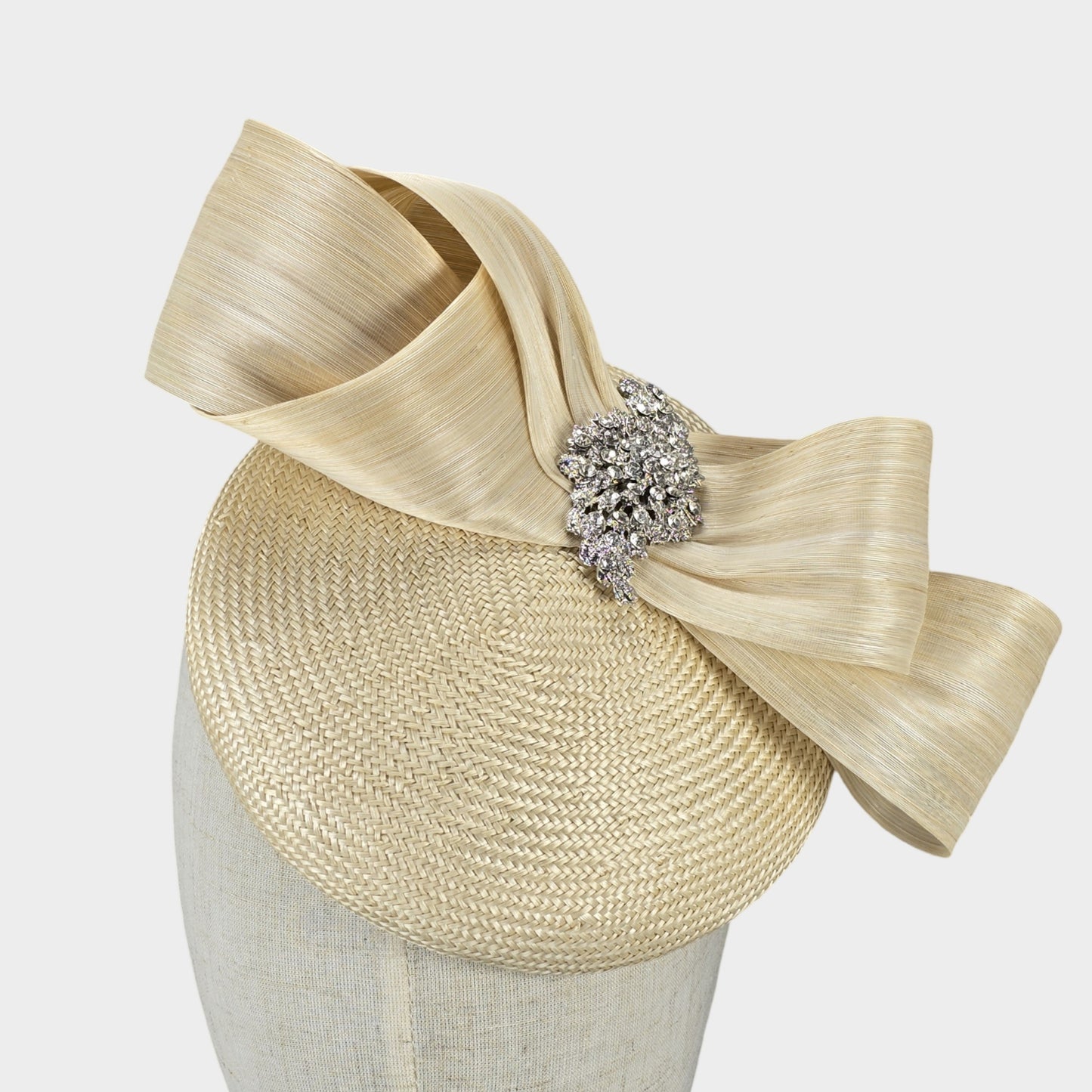 cream natural straw pillbox hat