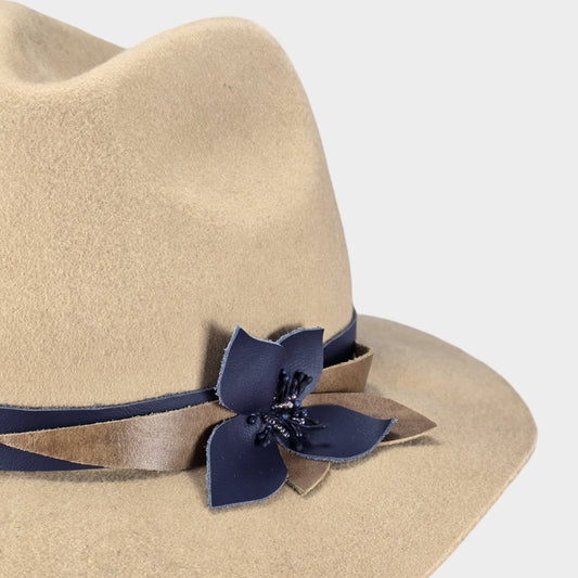 Genuine leather decorative flower hat band