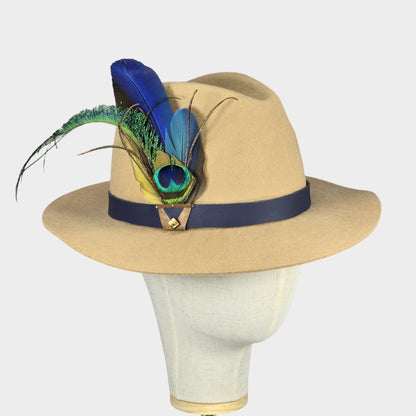 Genuine leather hat band with feathers